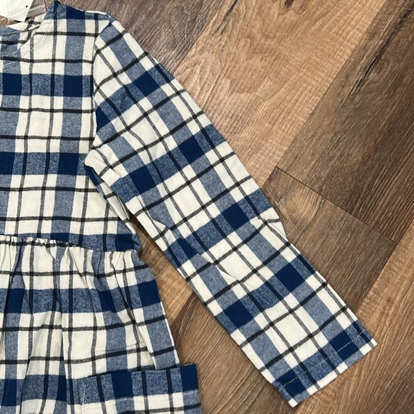 Hanna Anderson 100% cotton Flannel style plaid Dress blue/blk size 120cm/us 6-7 - Picture 3 of 12